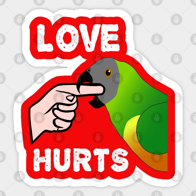 Love Hurts Senegal Parrot Biting Sticker by Einstein Parrot